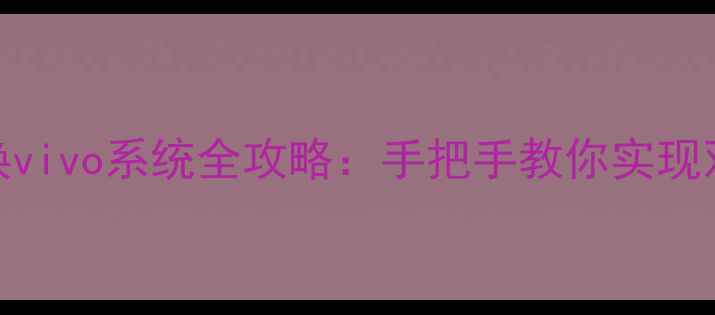 图片 一加1双系统切换vivo系统全攻略：手把手教你实现双品牌系统共存1